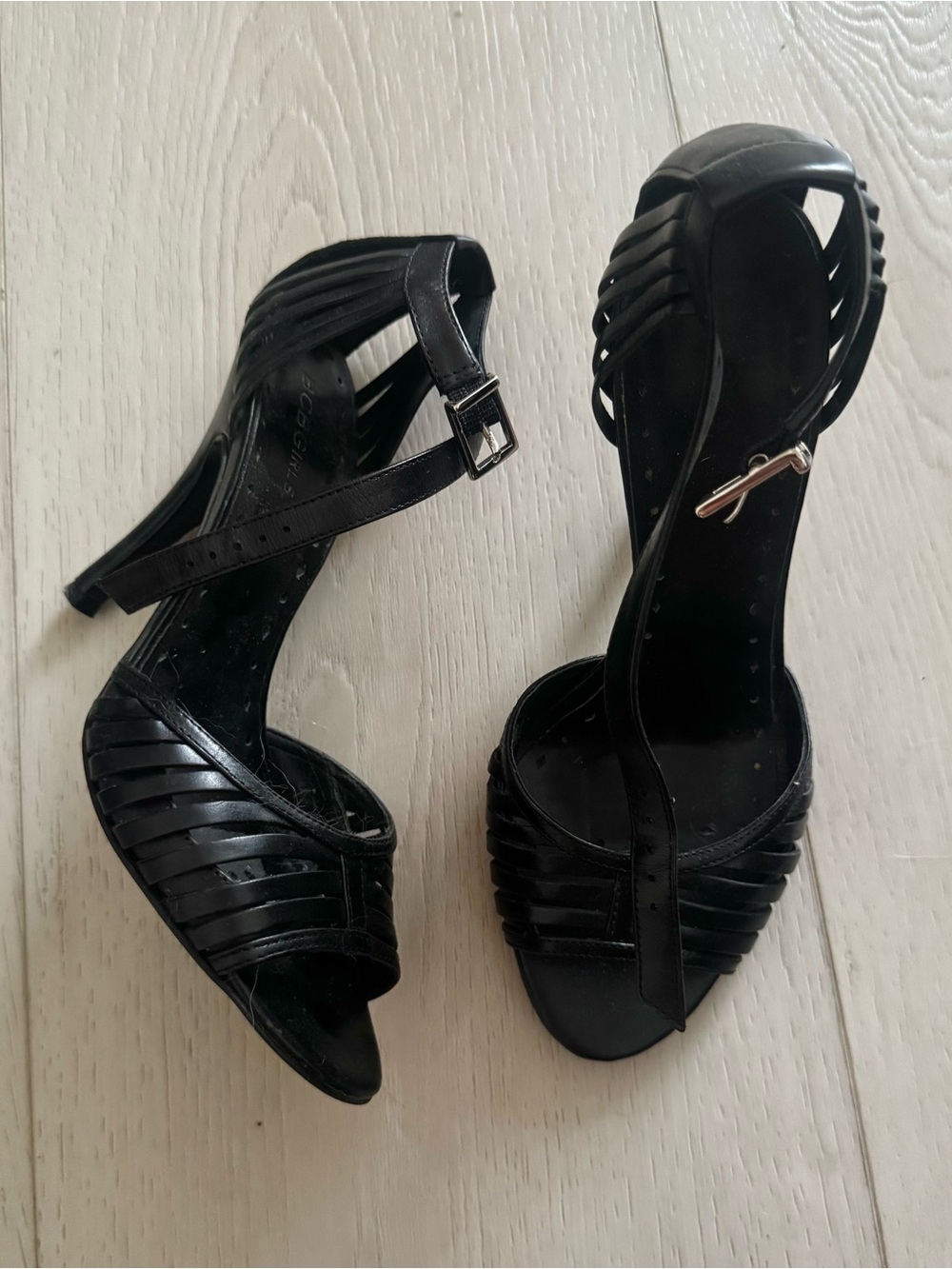 BCBGirls Black Strappy Open-Toe Heels